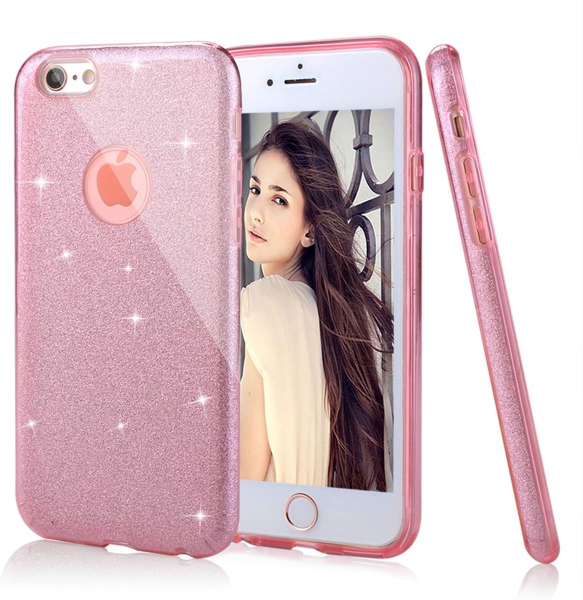 iPhone 6S Case,Shunjia Glitter Bling Sparkle [Scratch Resistant] Bumper Slim Case for iPhone 6 / iPhone 6S 4.7 Inch (Pink)
