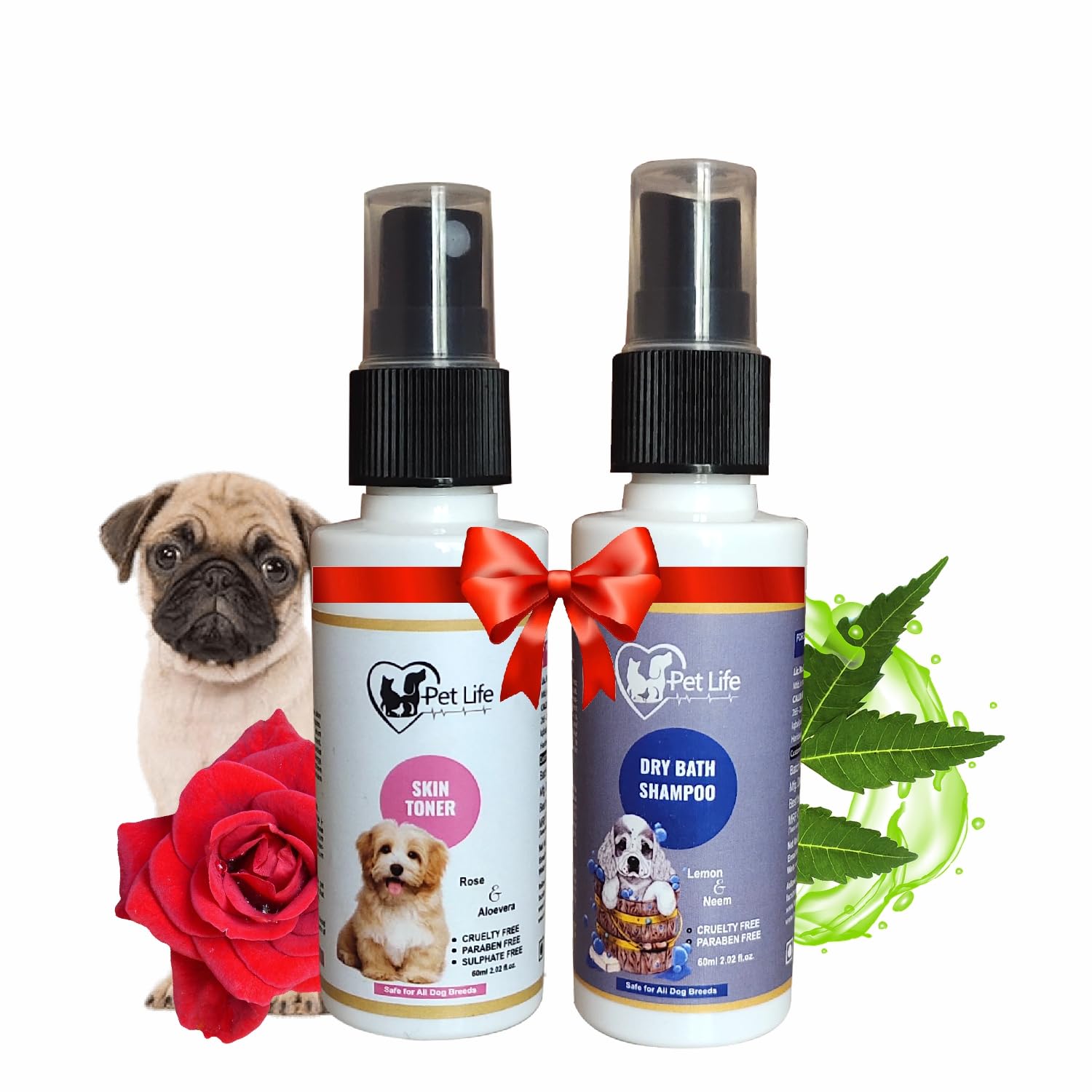 Pet Life Dry Bath Dog Shampoo 60ml+ Dog Skin Toner Spray 60ml | Cleaner, Smoother & Shinier Coat | Help in Skin Allergy, Redness, Itchiness - Dog Shampoo for German Shepherd, Shih Tzu All Dog Breed (B0CD3VB68F) Amazon Price History, Amazon Price Tracker