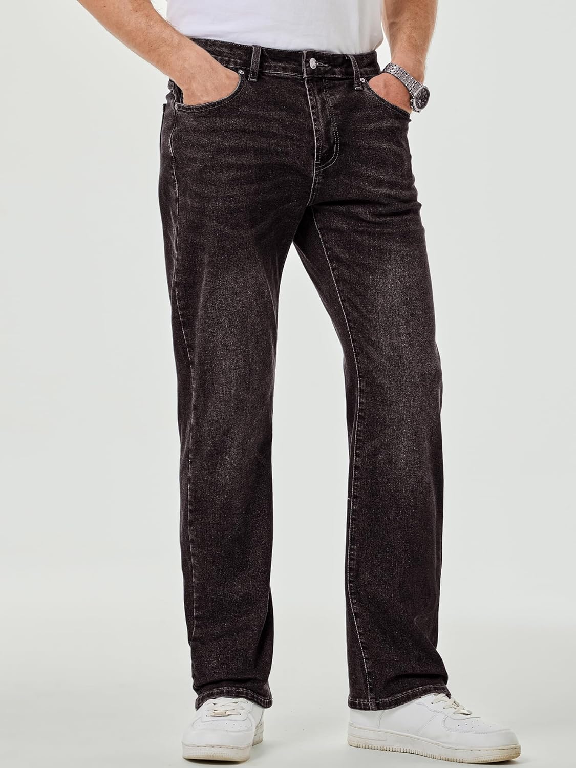 JMIERR Mens Jeans Regular Straight Fit Casual Stretch Denim Pants - Image 4