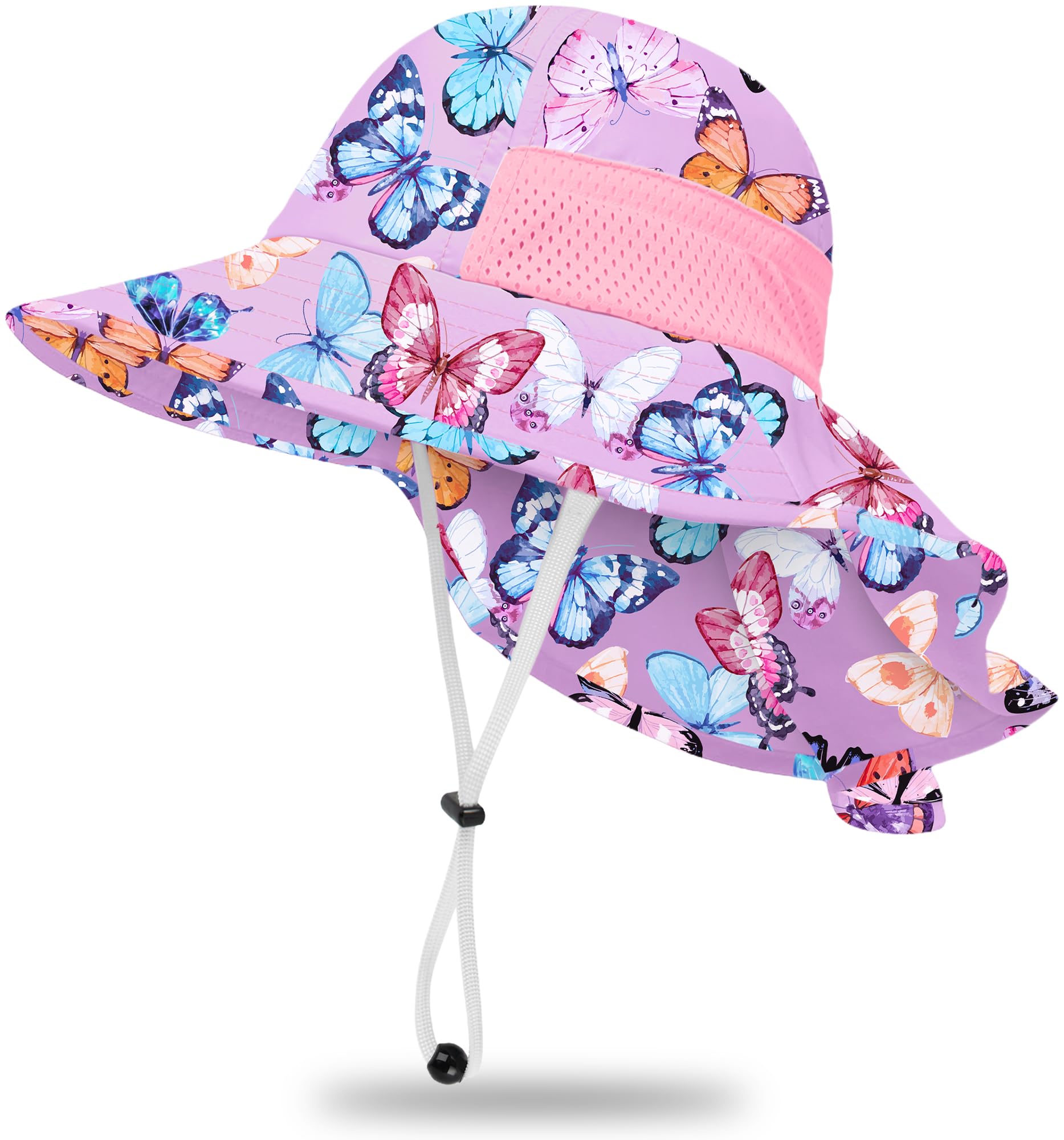 Toddler Baby Sun Hat Kids Summer Beach Essentials Adjustable Beach Hats with Bucket Wide Brim for Boys Girls Age 0-14 Years