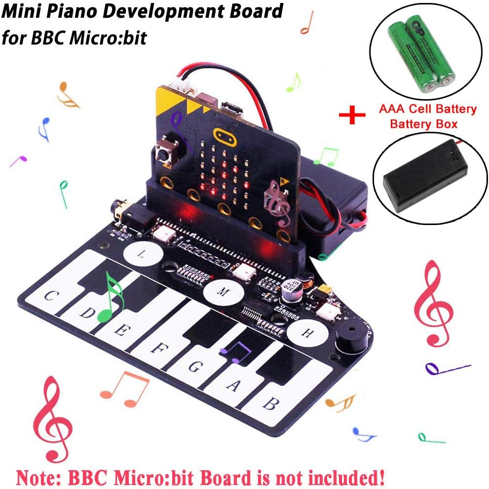 MakerFocus BBC Microbit Expansion Board Piano Development Board for BBC Micro:bit Board, Music Development Board, Compatible with Building Blocks, with RGB Buzzer to Play Music