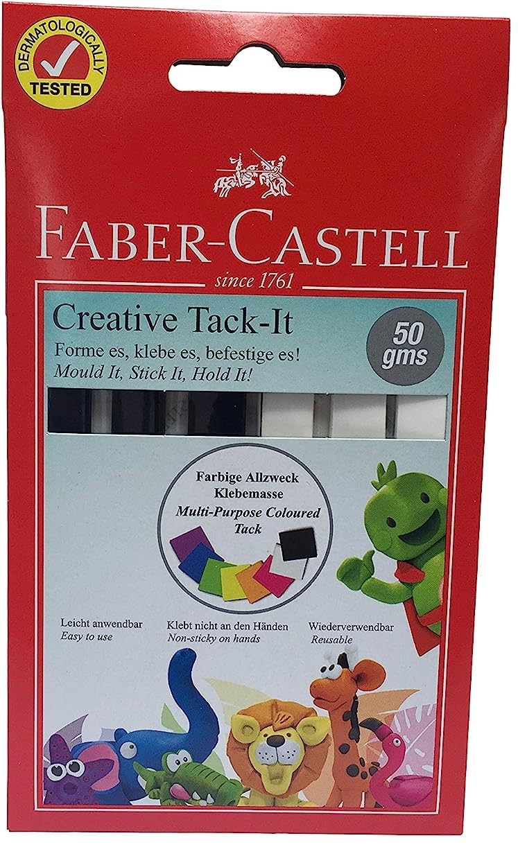 Faber-Castell Reusable Multi-Purpose Adhesive Tack-It 50Gm Creative White & Black