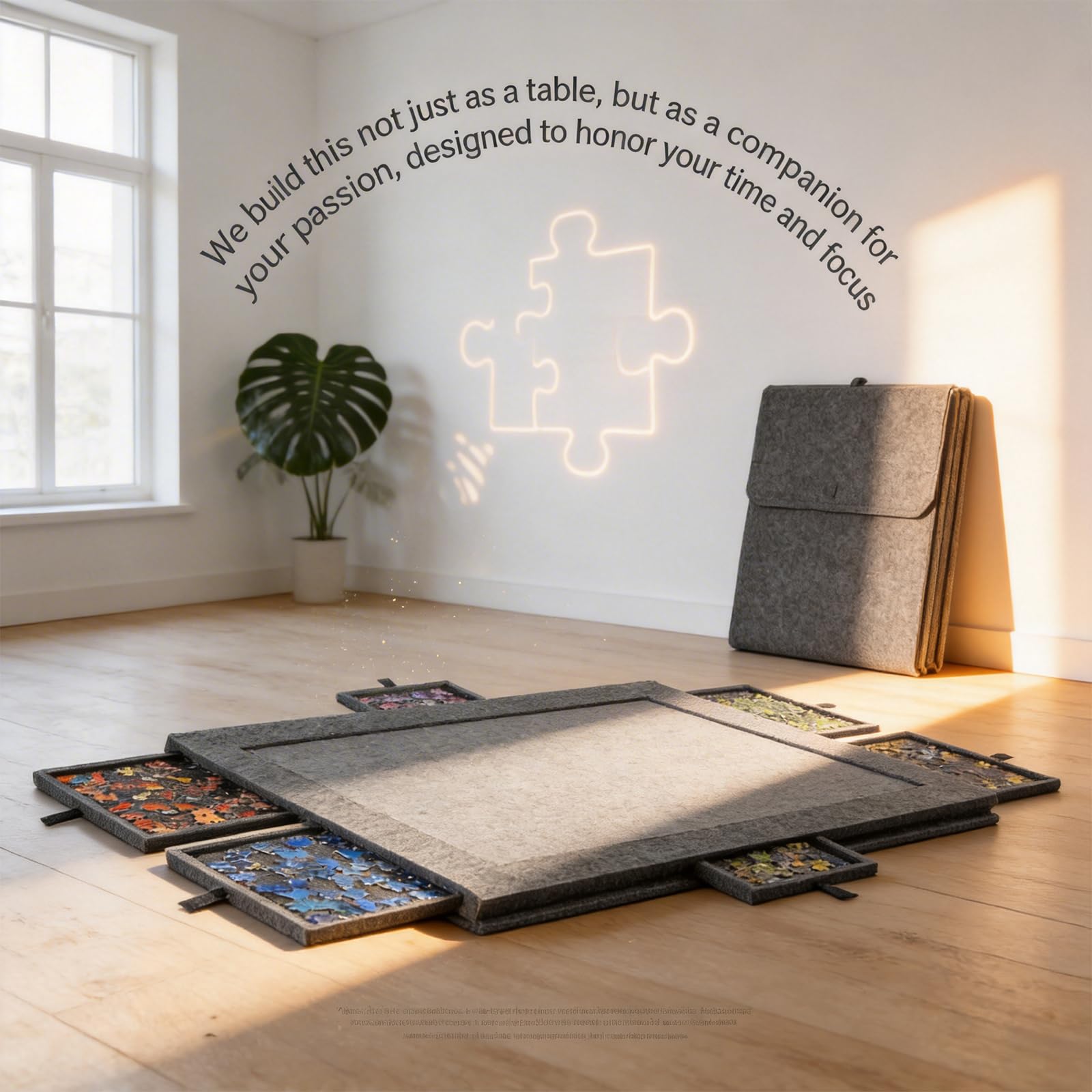 Przenośny składany stół do puzzli z przechylaną deską i szufladami do przechowywania - 1000-1500 elementów mata do układania puzzli dla dorosłych, powierzchnia filcow Black 77×53.6×4.2cm[1000-pieces]