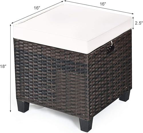 Miniatura 3 de Tangkula - 2 asientos otomanos de mimbre de ratán para exteriores, adecuados para todo tipo de clima, muebles de ratán para patio, asientos
