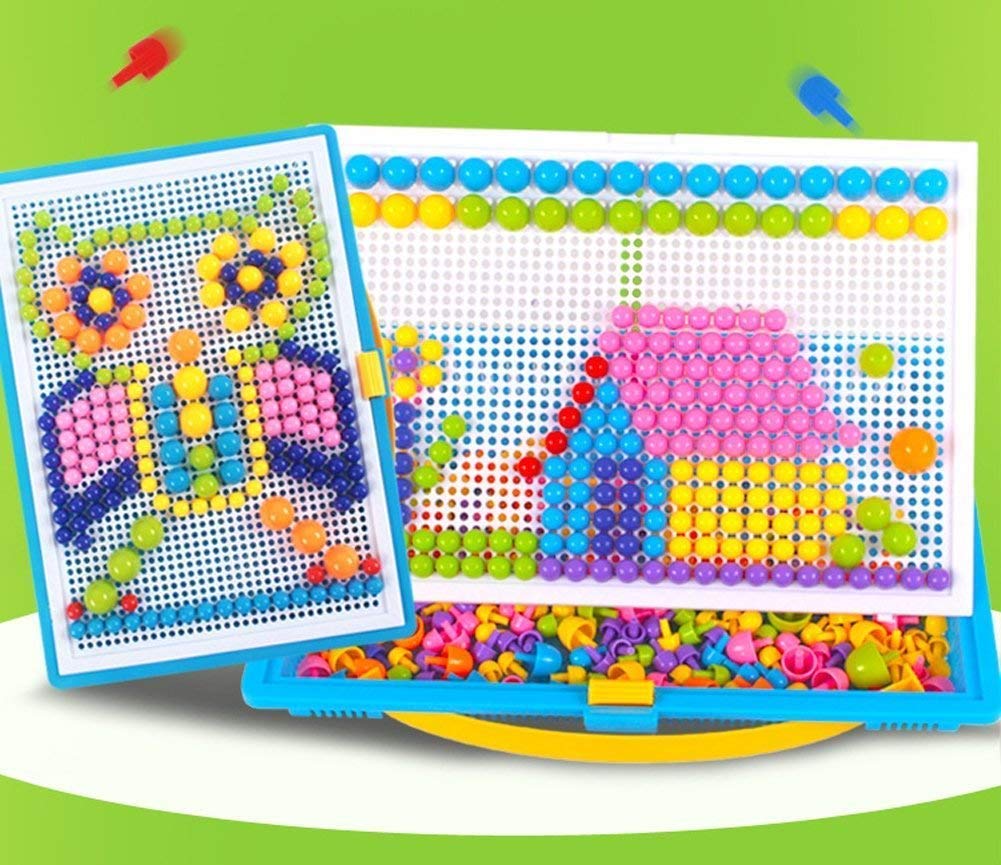 Jeu De Mosaïque SunAurora – 240 Perles à Emboîter, Planche En Bois, 10 Cartes, Pour Enfants Dès 2 Ans