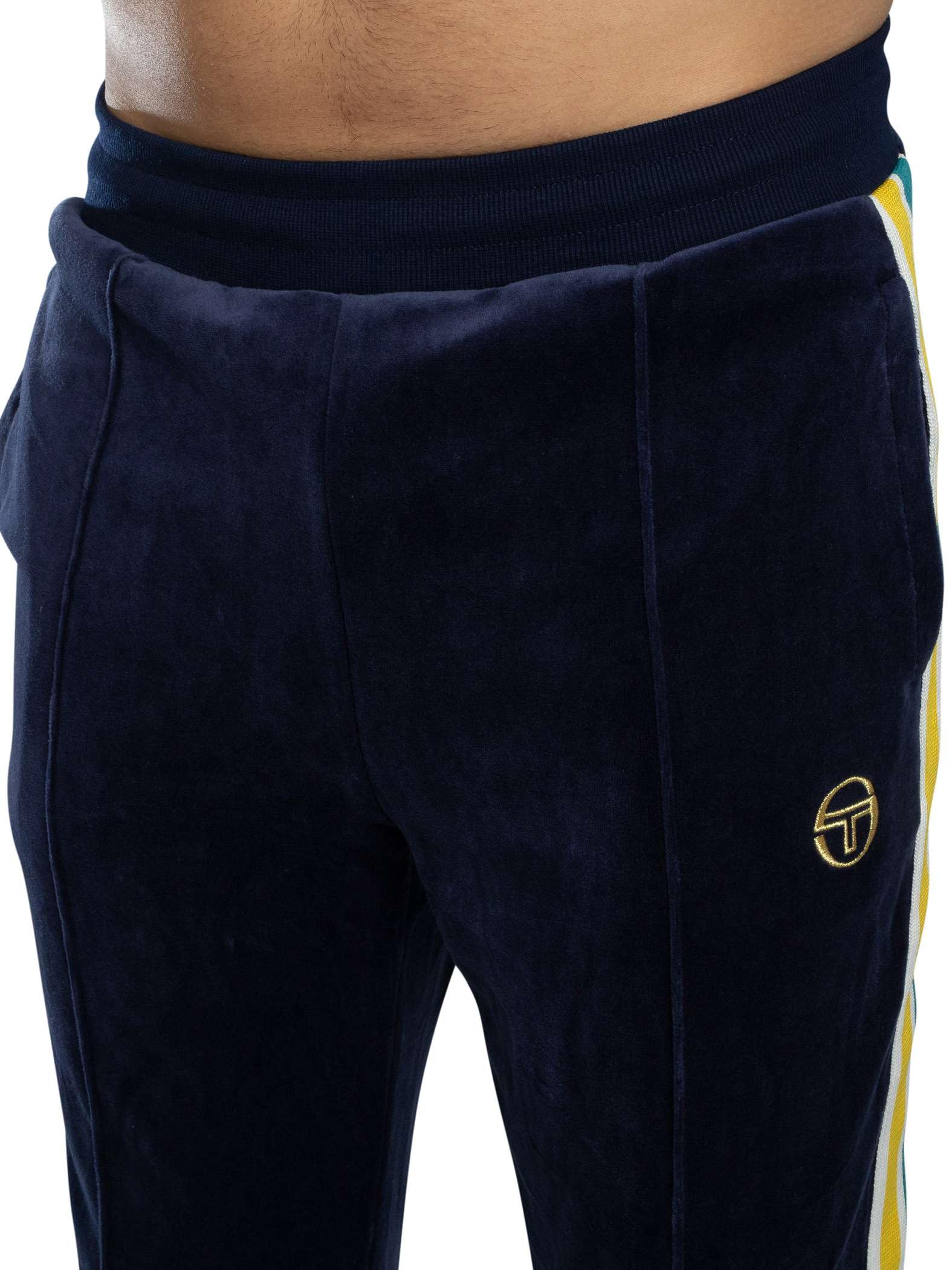 Sergio Tacchini Męski Spodnie Dresowe Monte Velour, Maritime Blue/Mango Mint