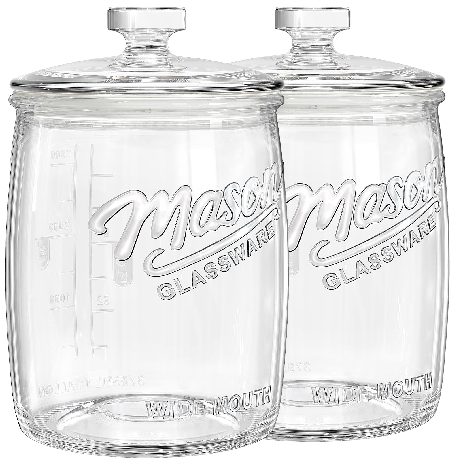 Absovetu Glass Cookie Jars with Lids 3.5 Litre - Large Glass Sweet Jars Mason Jars with Lids for Biscuit Cereal Flour Pasta Coffee Beans Laundry Pods Storage Container (2)