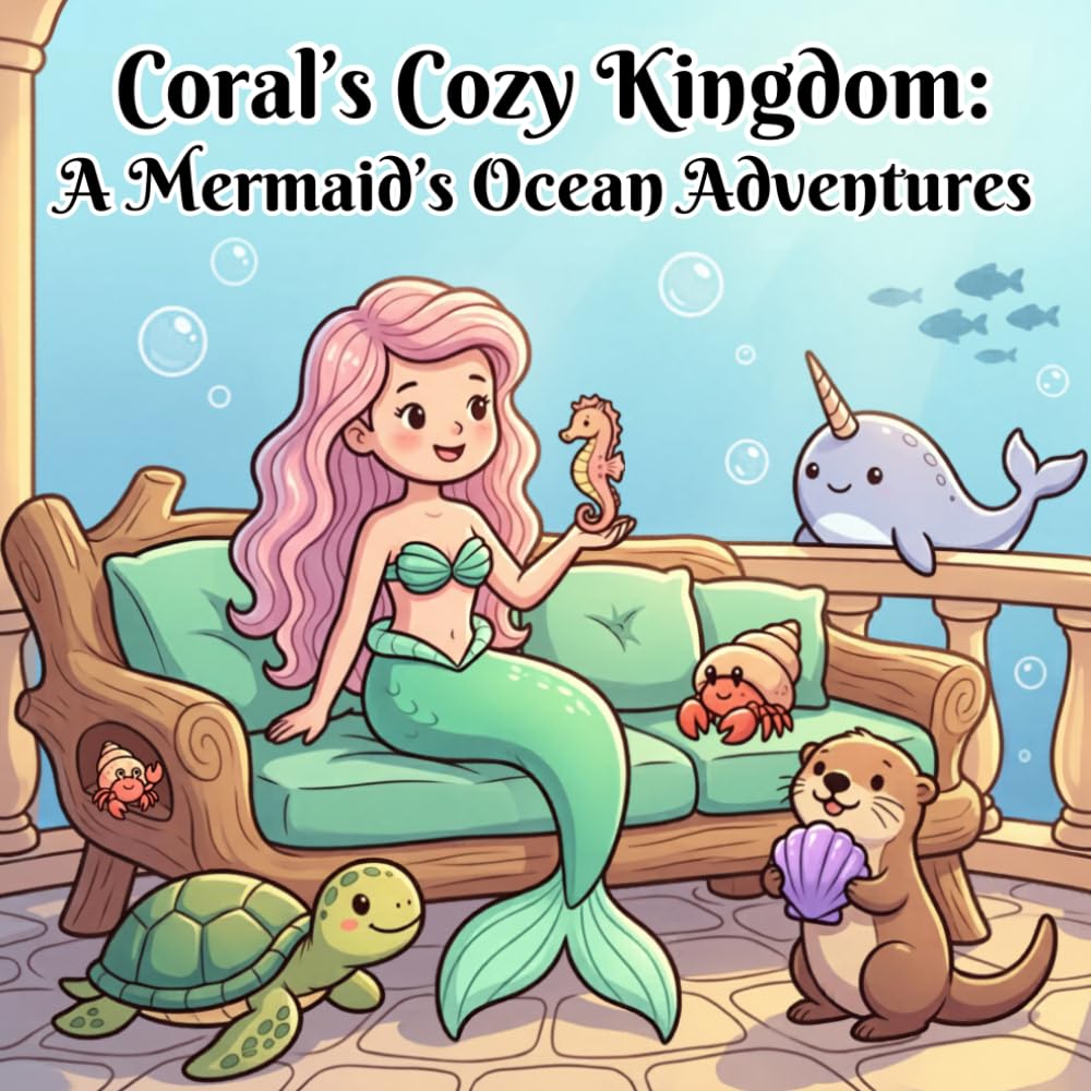 Coral's Cozy Kingdom: A Mermaid's Ocean Adventures: Coloring Book for Adults and Kids