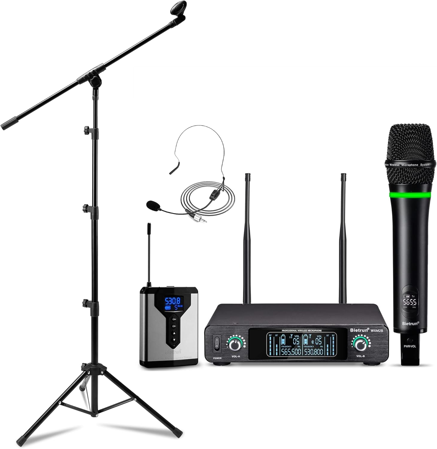 Bietrun Wireless Microphone System Headset Mic with Mic