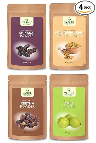 YASHU Pure Shikakai Reetha (Aritha) Fenugreek Seed Amla Organic Powder for Damaged Hair Repair | For Men & Women (400g)