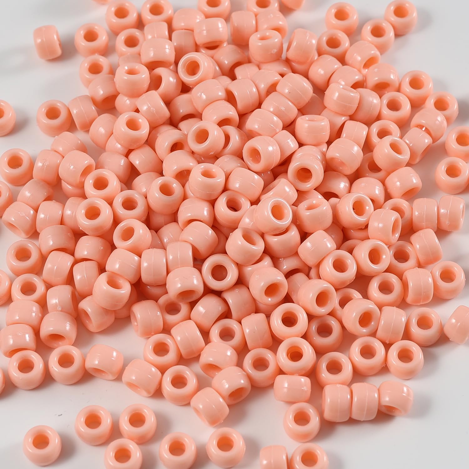 1000 Pcs Acrylic Pony Beads 6x9mm Bulk for Bracelet Necklace Jewelry Making Earring Hair Braiding Kandi Beads (Light Orange)