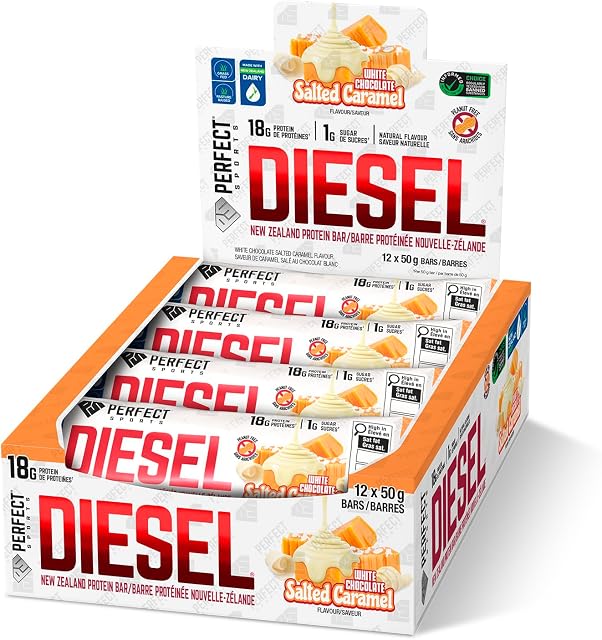 PERFECT SPORTS DIESEL Barre néo-zélandaise de protéines 17g Protéines, Sucre faible, Sans arachide 12 x 50g Barres