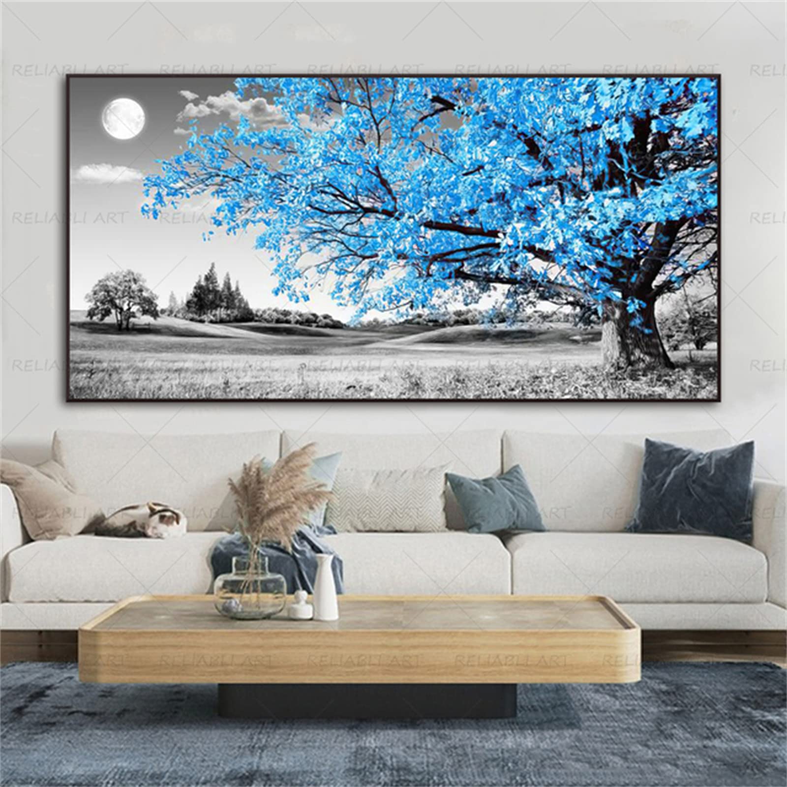 Broderie diamant 5D kit complet loisirs créatifs adultes arbre bleu 50x150