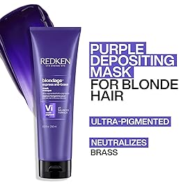 Redken Blondage Express Anti-Brass Mask For Blonde & Highlighted Hair - Ultra-Pigmented Purple Mask For Blonde Hair, 8.5 Fl Oz
