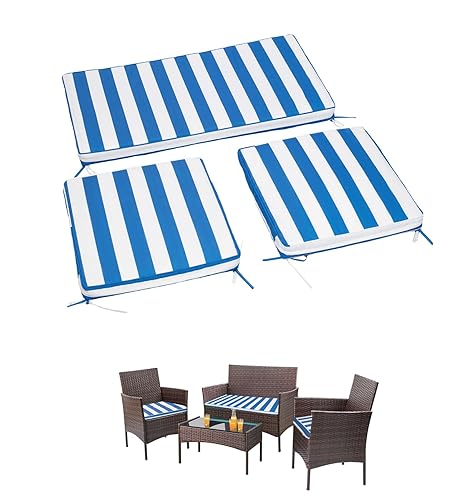 3 Piece Foam Wicker Cushion set, Fit Patio Furniture Set