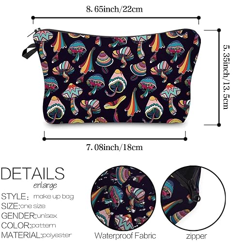 Miniatura 3 de MRSP Bolsa de cosméticos Bolsas de maquillaje para mujeres, pequeña bolsa de maquillaje bolsas de viaje para artículos de aseo personal, hongos