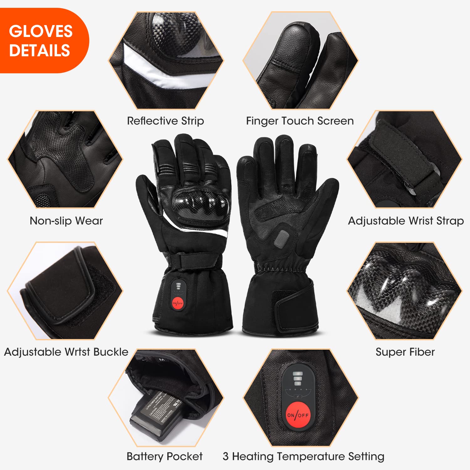 Beheizte Motorradhandschuhe, Winterhandschuhe für Männer und Frauen, wasserdicht, im Freien, Skifahren, Motorradfahren, Angeln, Wandern, Jagd, Vorbeugung von Arthritis, Raynaud-Krankheit