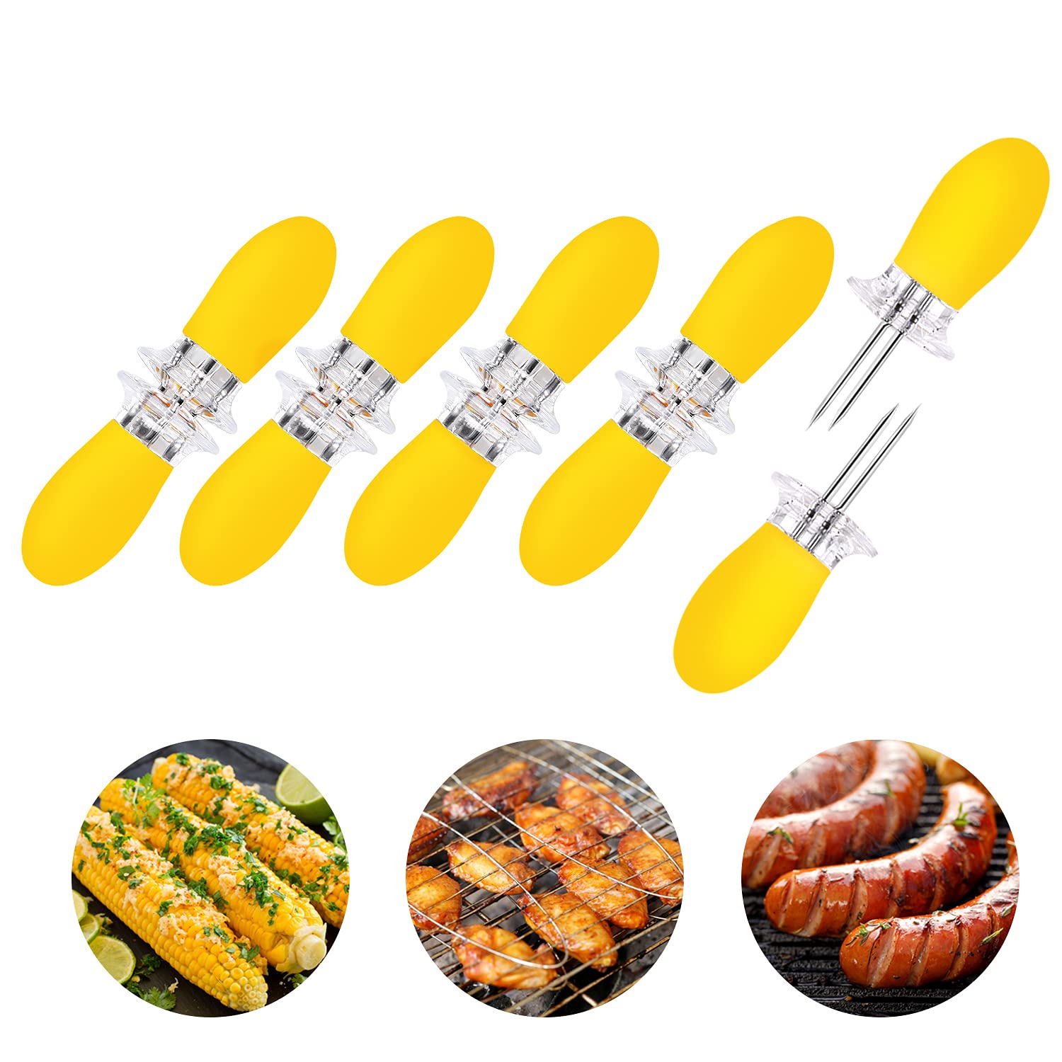 AUGSUN 10Pcs/5 Pairs Corn Holders, Stainless Steel Corn on The Cob Holder