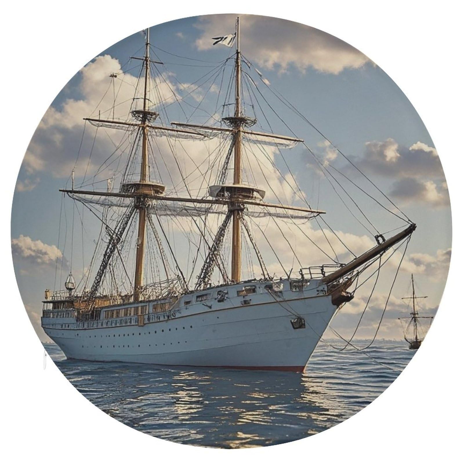 Coussin de méditation rond blanc pour soulager le dos sur un siège de bateau