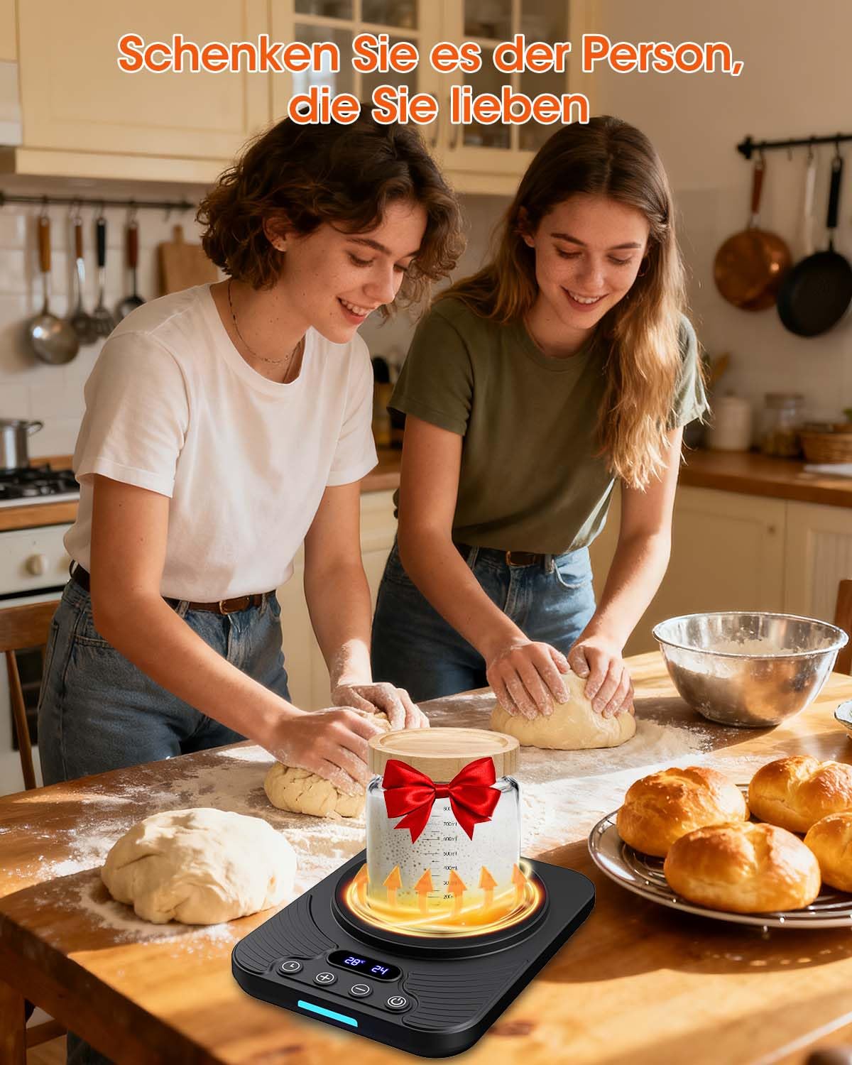 Sauerteigstarterwärmer, Wärmeplatte Präzise 1℃ Thermostat (21-43℃), 24H Timer, Automatische EIN/Aus-Funktion mit Speicher, Wärmegerät Ideal für Brotbacken & Fermentation