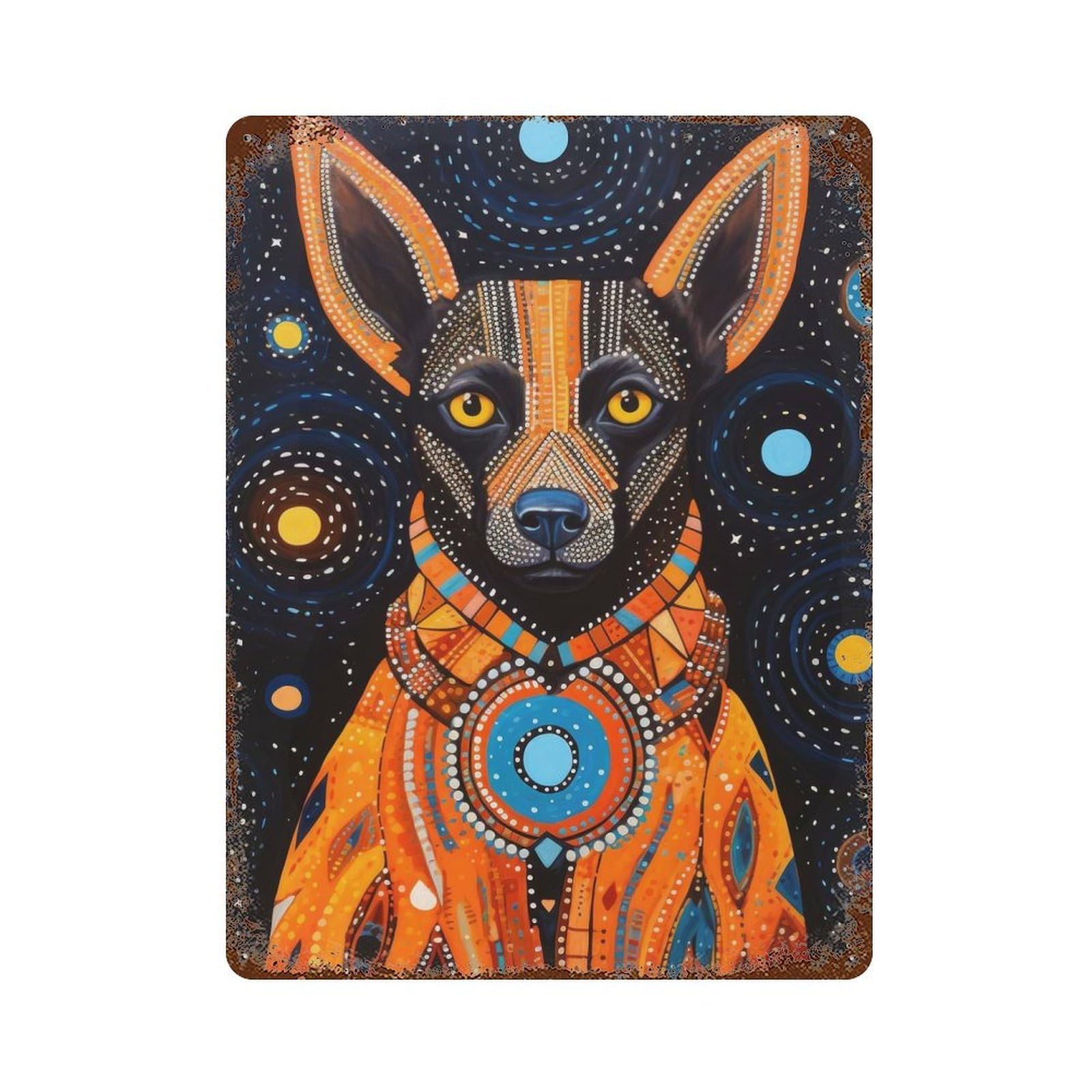 Tribal Animal African Dog Retro Metal Sign 15.7"x11.8", Ideal for Shed, Workshop And Garage Wall Decor