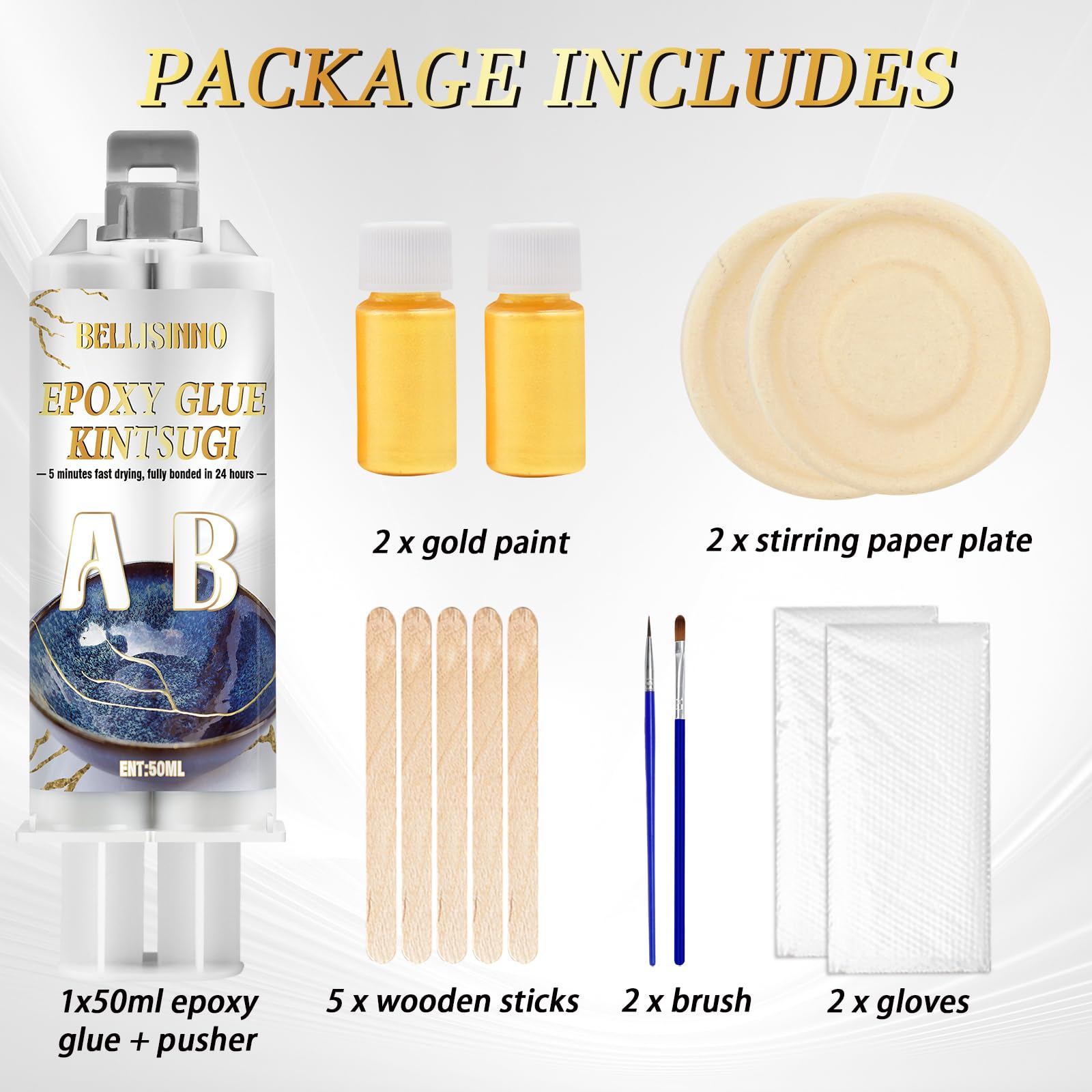 Kintsugi Repair Kit - Gold Pottery Glue for Beginners -4