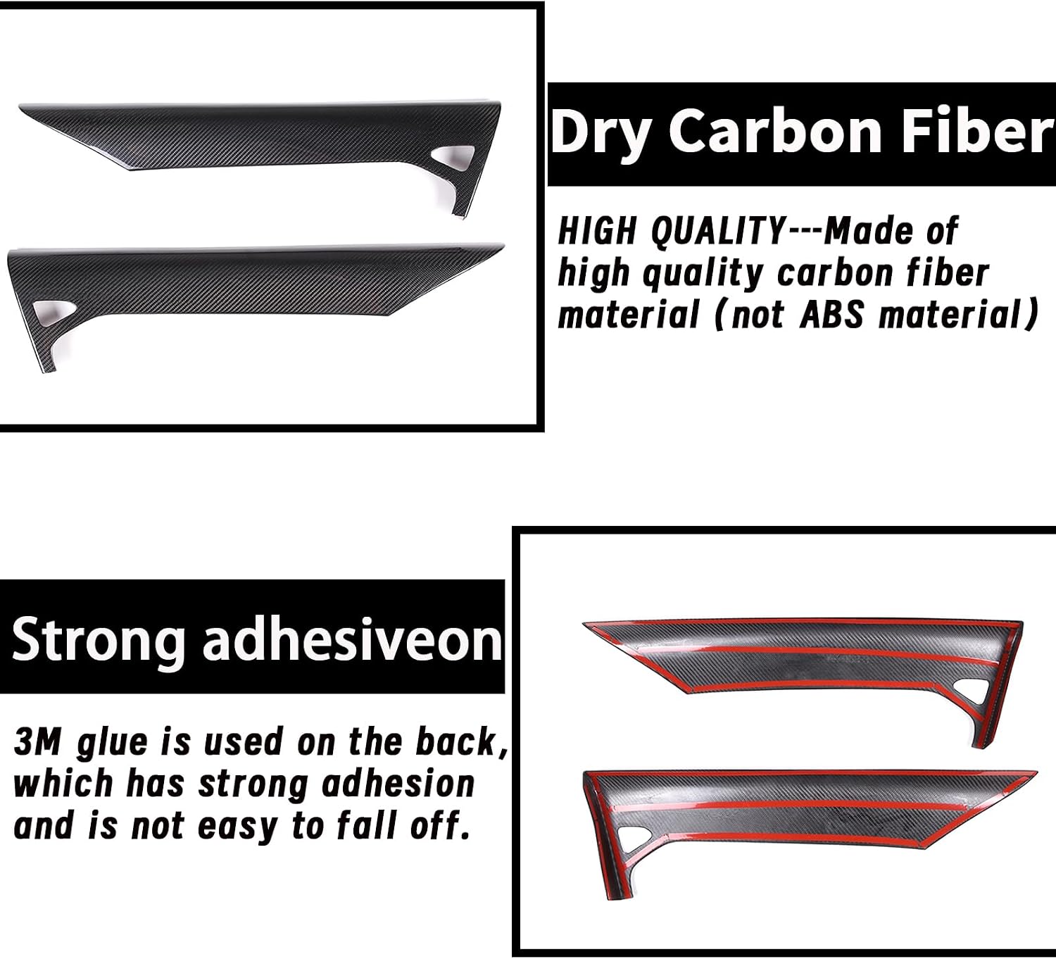 Interior Door Upper Panel Cover Trim Compatible with Chevrolet Corvette C8 2020-2023 100% Real Carbon Fiber 2PCS,Inner Door Panel Protection Cover Trim Accessories (Black Carbon)