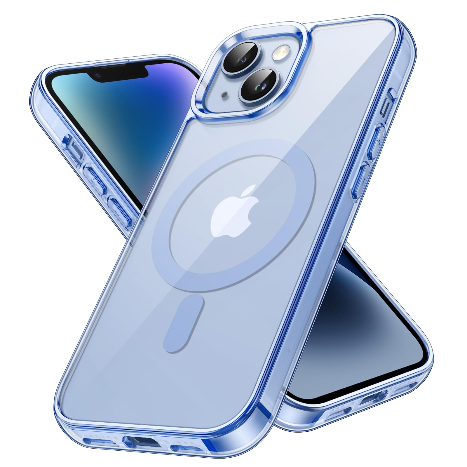 JETech Magnetisch Hülle für iPhone 14 6,1 Zoll Kompatibel mit MagSafe Kabellosem Laden, Stoßfest Handyhülle, Schutzhülle Kratzfeste Transparente Rückseite (Sierrablau)