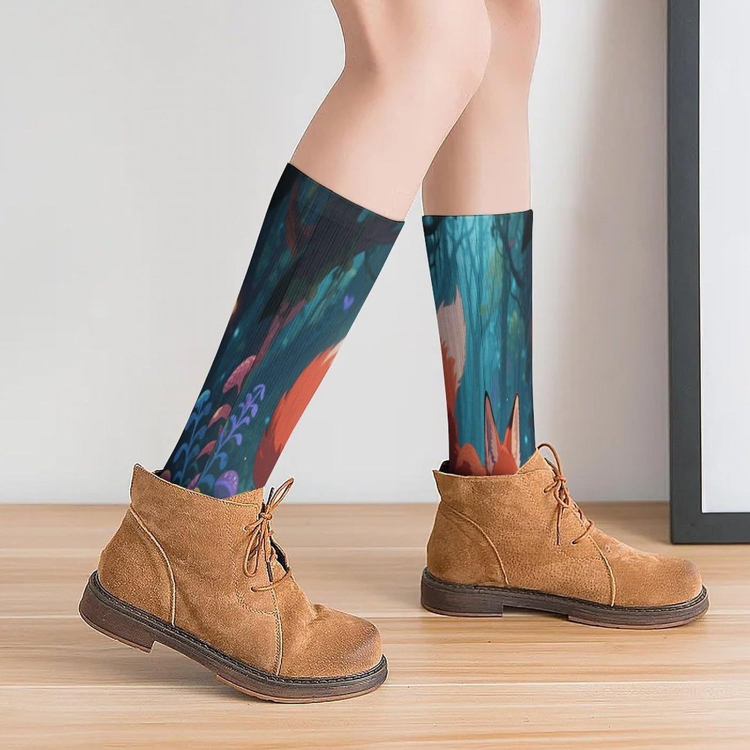 Fox Crew Socks High Stocking Thermal Socks | Tube Socks-Breathable-Moisture-Soft-wicking for Hospital Pilates Yoga for women men Grippy for office and daily walking