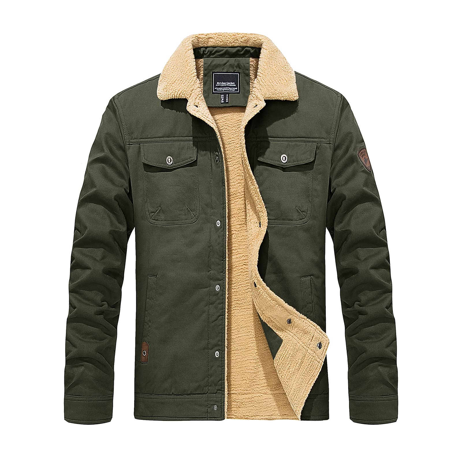 KEFITEVD Chaqueta Cargo de Polar de Invierno para Hombre Espesar Abrigos de Algodón Chaqueta Cortavientos Militar Cálida con Solapa