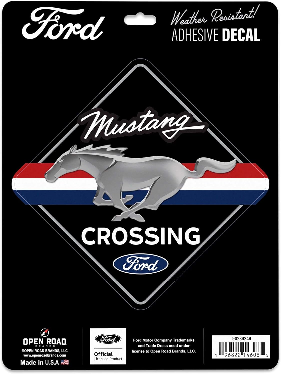 Ford Mustang Crossing Adhesive Vinyl Decal - Classic Mustang Sticker for Car, Laptop or Water Bottle