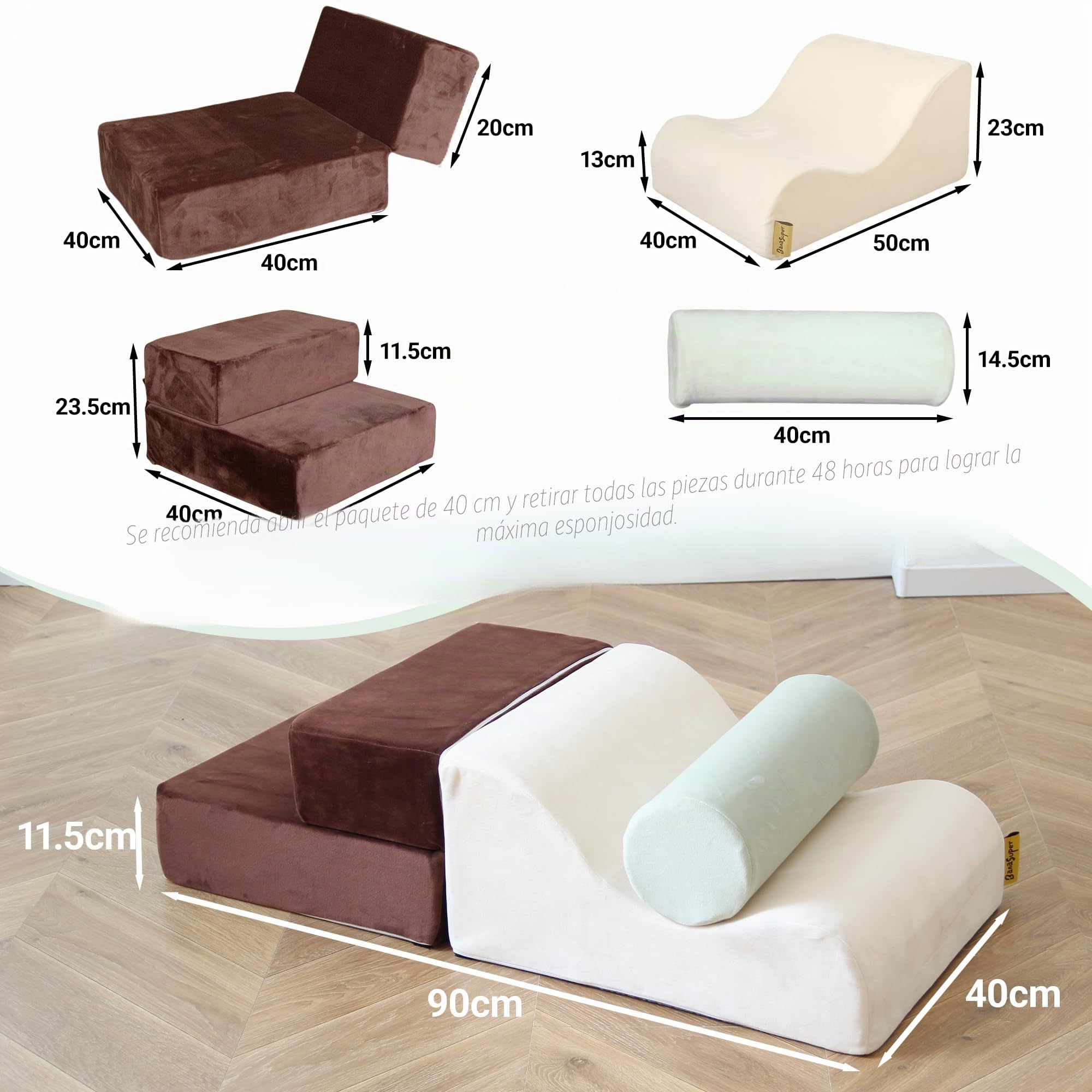 BanaSuper Bloques de Espuma para Escalada, Juego De Escalada Suave para Niños, Gimnasio Interior para Bebés, Carrera De Obstáculos De Interior, Desarrollo Psicomotor para Casa y Guardería, 3 Piezas