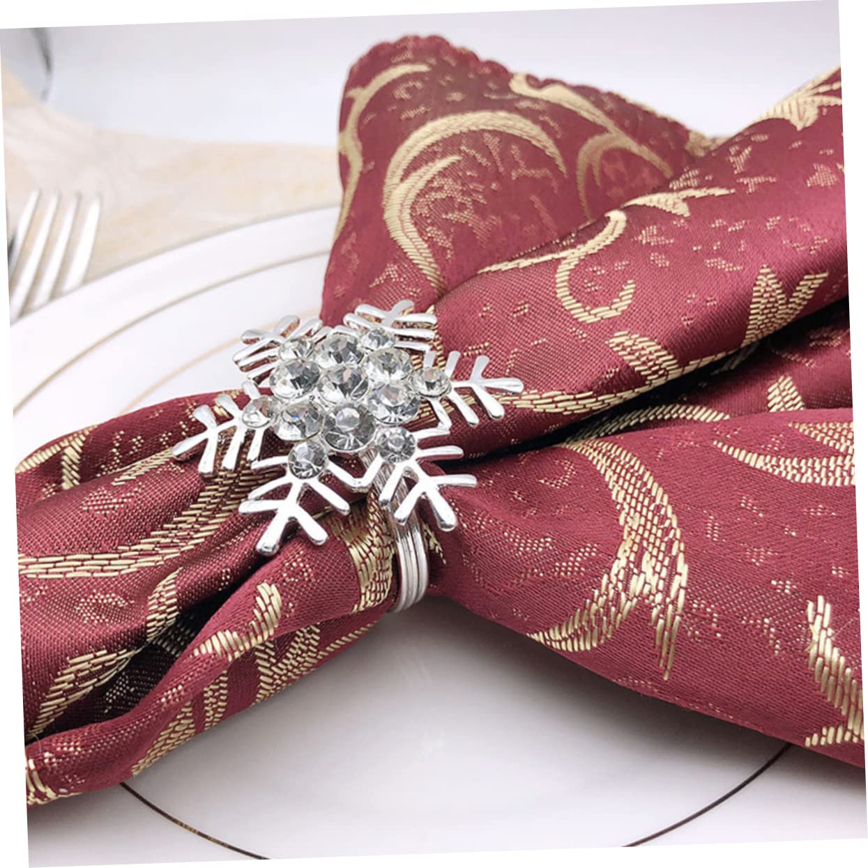 Ciieeo 3sätze Weihnachts-Napkin Clasps Schneeflocken-Design Rhinestone Napkin Für Festliche Tischdekoration Accessoire Für Weihnachten Hochzeiten Und Feiern
