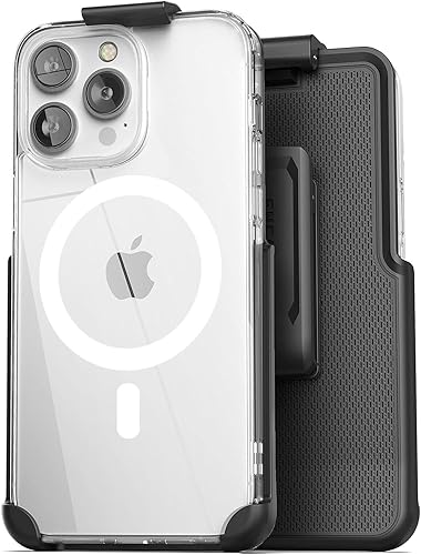 Encased Funda magnética diseñada para iPhone 15 Pro con funda de clip para cinturón, compatible con MagSafe (transparente)