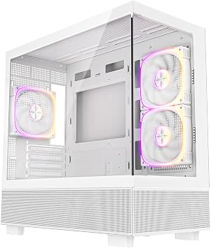 CiT Solar Gaming PC Case, Micro ATX PC Case with 3 ARGB PWM Fans, White