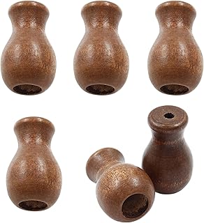 6Pcs Wood Pull Cord Tassels, Brown Wooden Window Blind Cord Knobs Drops Pull End Hanging Ball Pulls for Blinds Pull Cords, Roman Shades Curtain Crafts