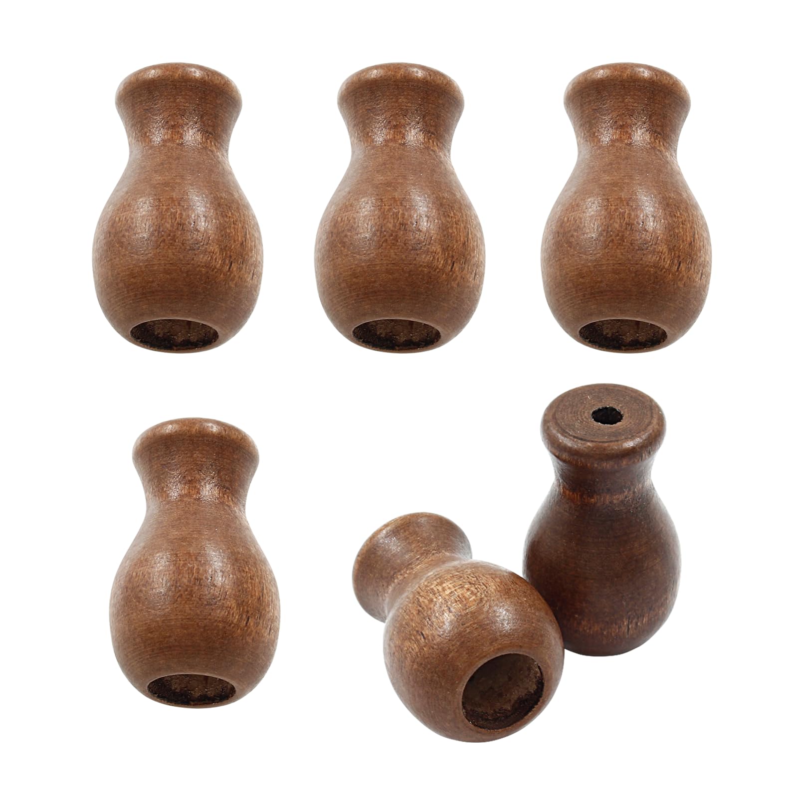 LifCratms 6Pcs Wood Pull Cord Tassels, Brown Wooden Window