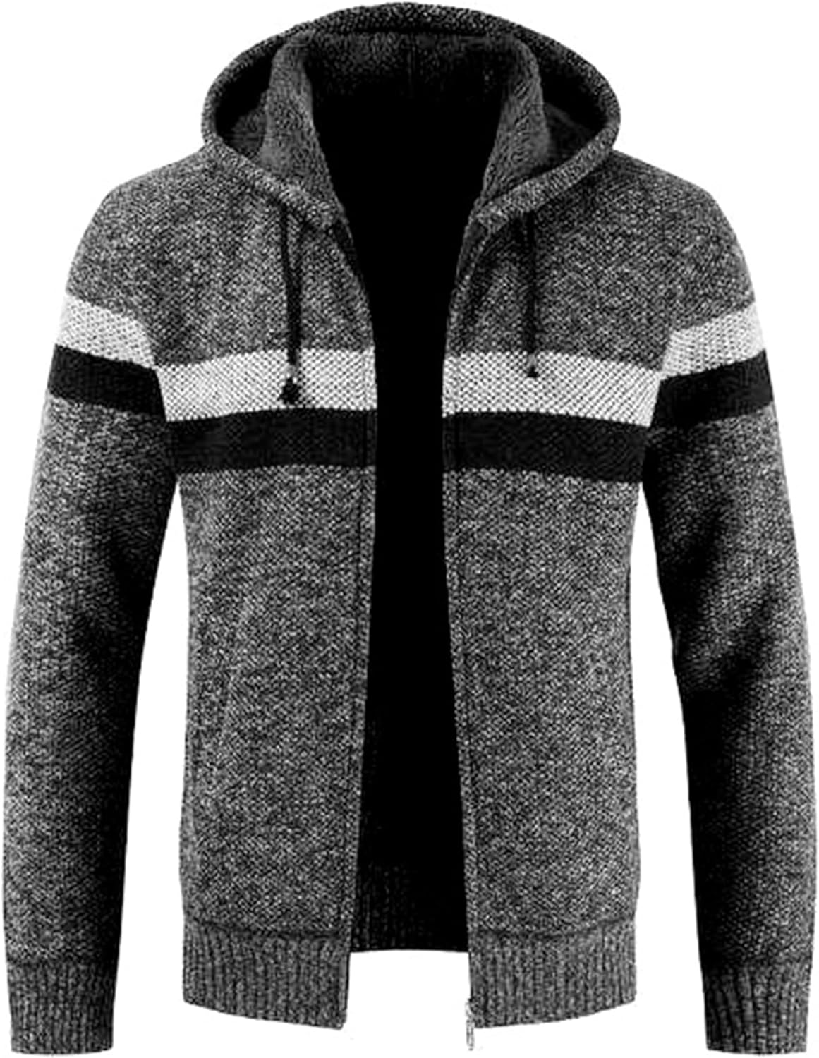Little Beauty Mens Sweaters Zip Up Hoodie Knit Cardigan Sweaters for Men Fall Winter Jackets With Pockets Casual