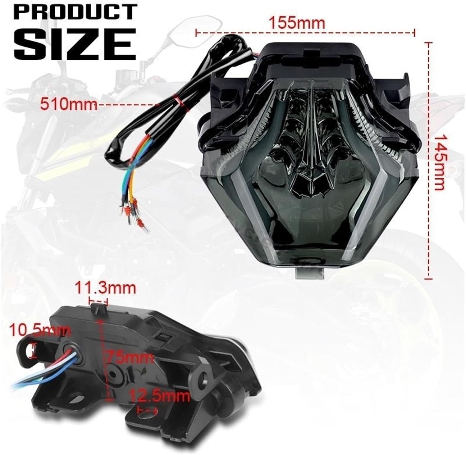 Luz de Freno Trasera Moto Para R3 R25 2013-2020 Intermitente de motocicleta Luz trasera LED Luz de freno trasera Lámpara indicadora 12v