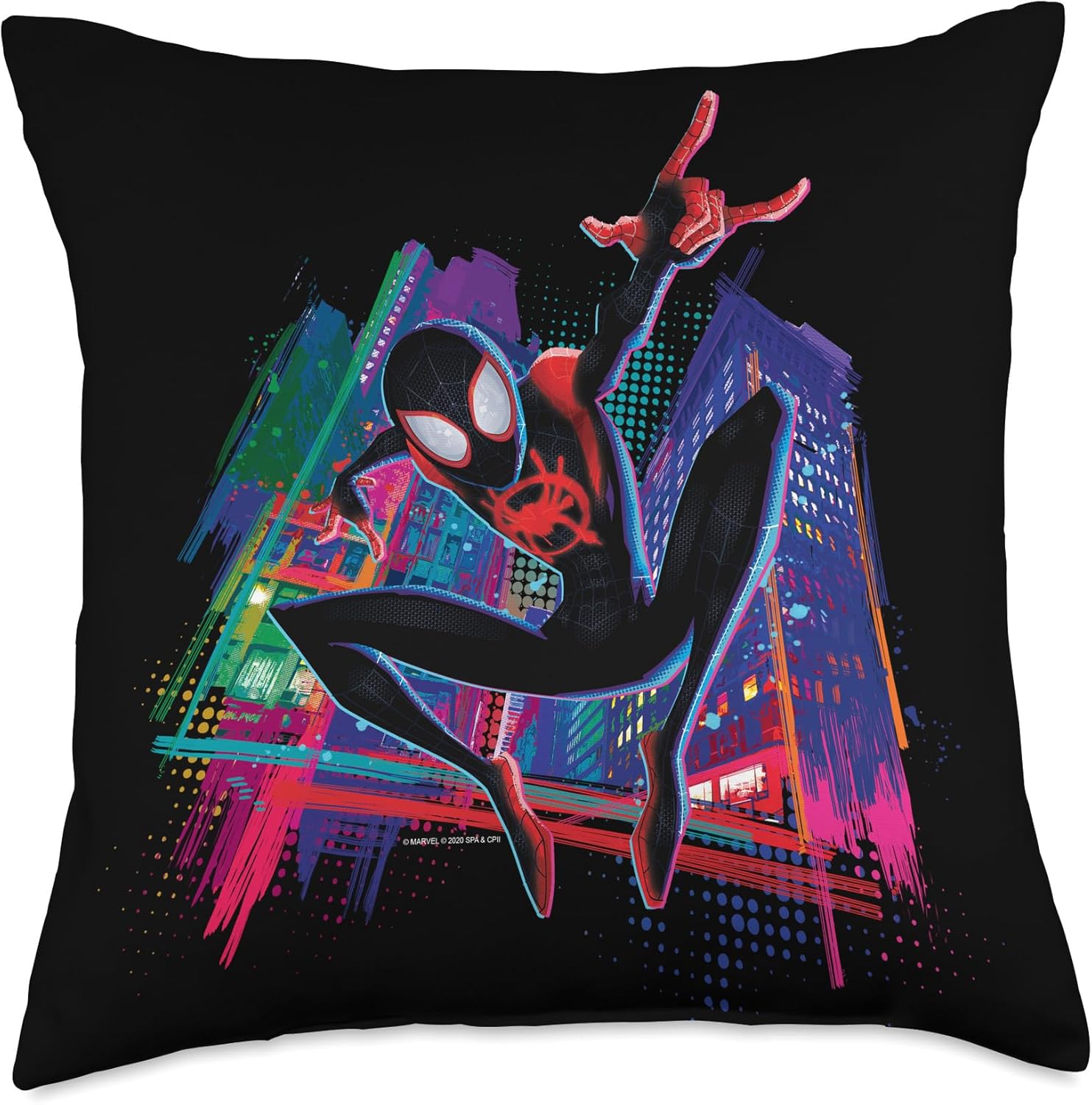 Marvel Spider-Man Miles Morales Graffiti City Throw Pillow