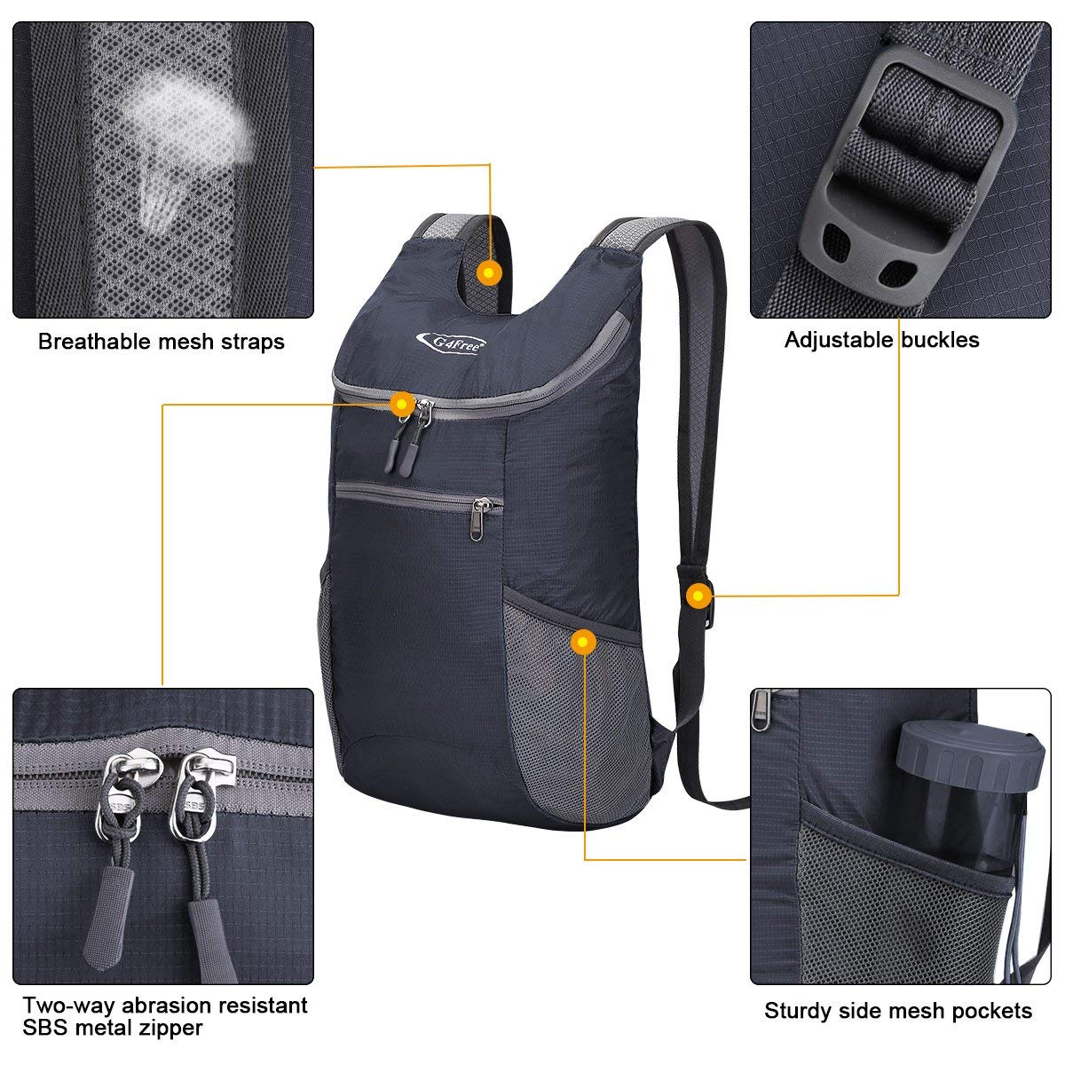 G4Free Petit sac à dos pliable ultra léger 11 l pour voyage, marche, cyclisme, randonnée ou sac à dos polyvalent unisexe