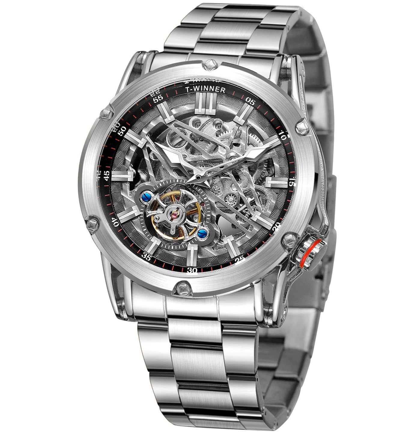 Herren-Armbanduhr, wasserdicht, großes Zifferblatt, automatisch, starkes Tourbillon-Skelett, selbstaufziehend