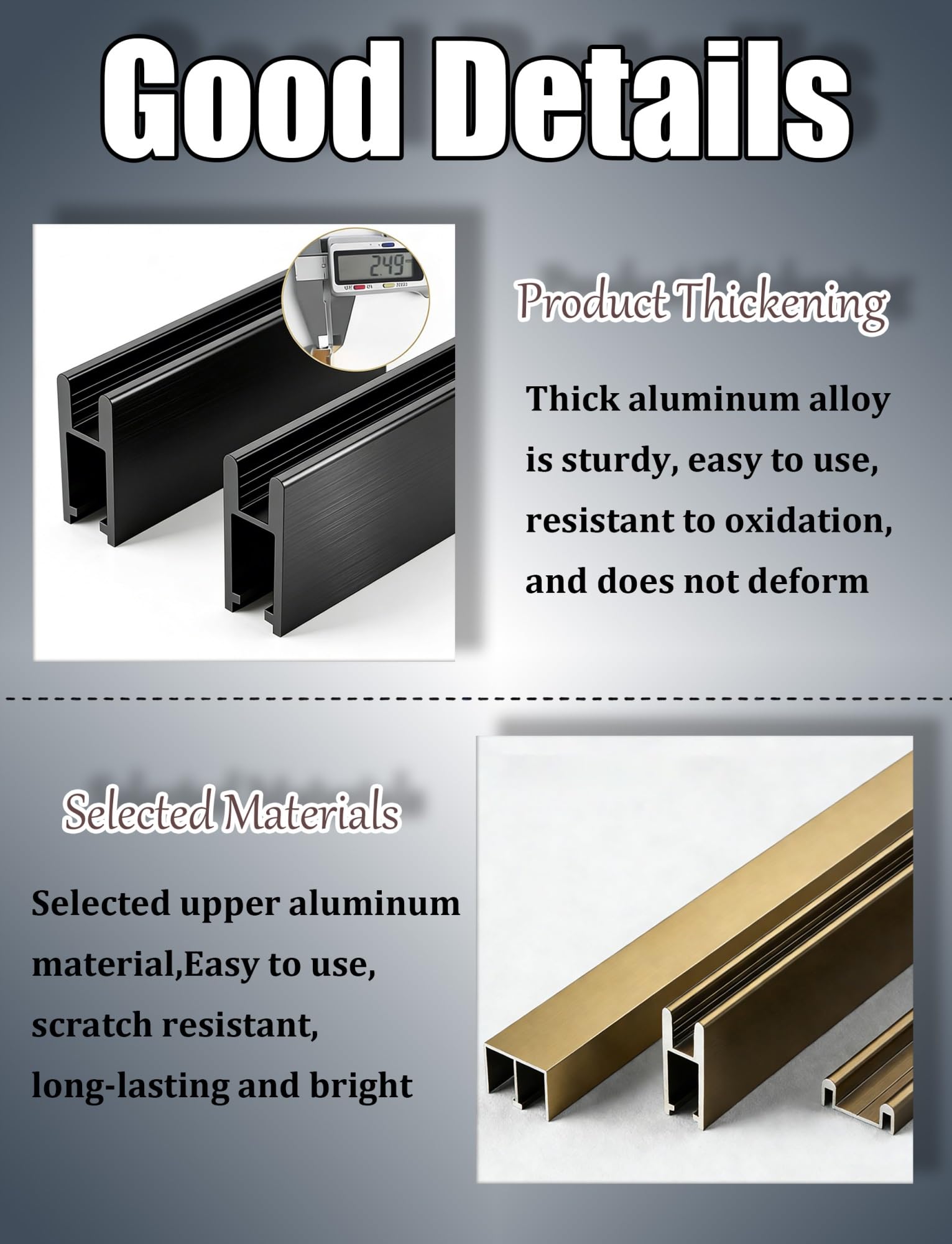 Zestaw prowadnic do drzwi przesuwnych ze stopu aluminium i szkła | Czarny 180 cm x 0,8 cm dla paneli 5/8 mm Witryna i garderoba: Szyna z rolkami