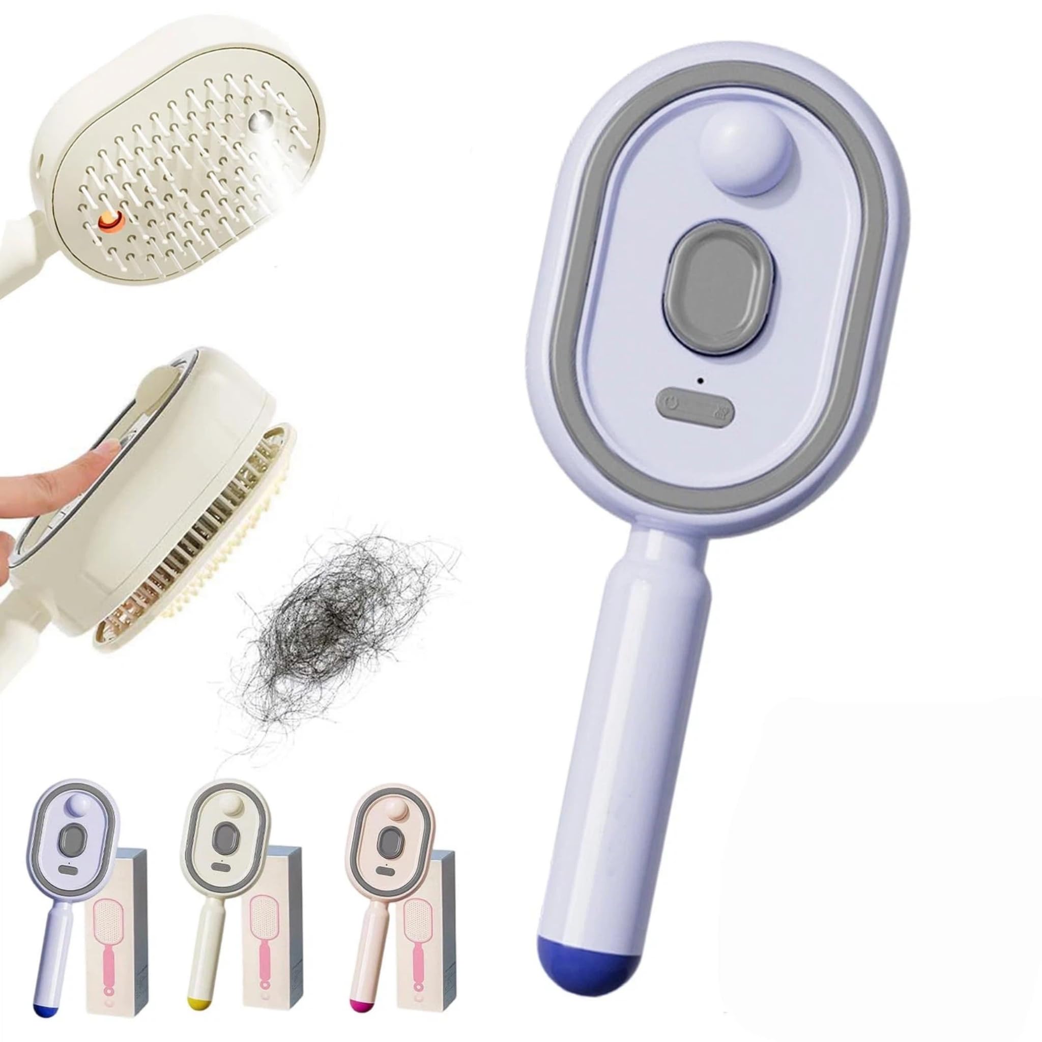 Brosse à cheveux électrique avec spray et massage, brosse de soin capillaire à vapeur électrique 2026, rechargeable, démêlante et massage à vapeur pour réduire les frisottis, nourrir les cheveux