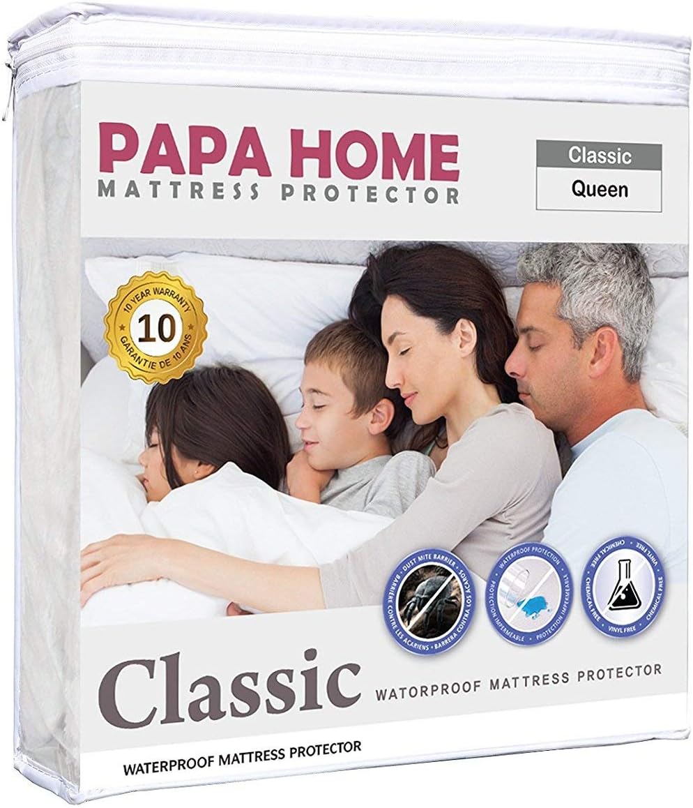 Classic Hypoallergenic Mattress Protector - Lab Tested Waterproof - Fitted Polyester Jersey Cover - Vinyl Free - 4 Different Colors Available (Twin XL, White)