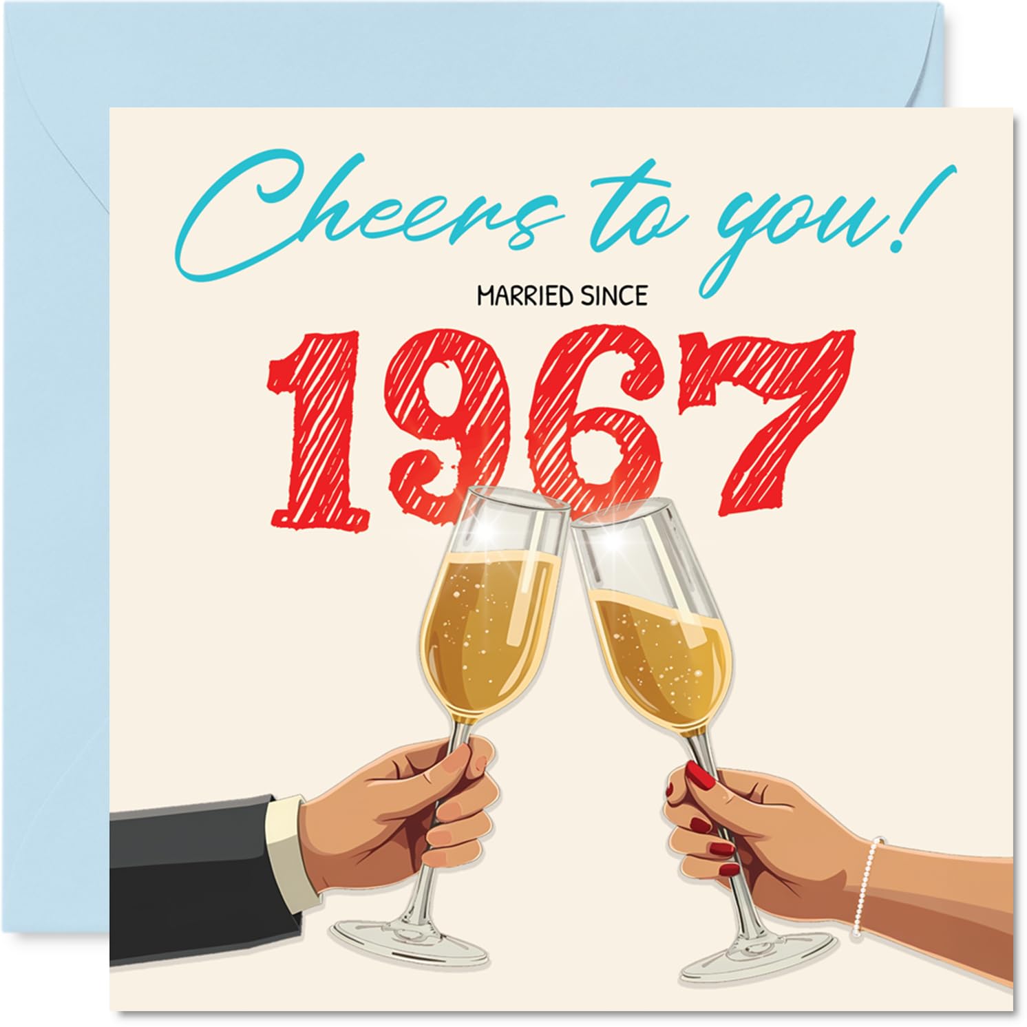 59th Anniversary Card for Women and Men, Cheers Married Since 1967