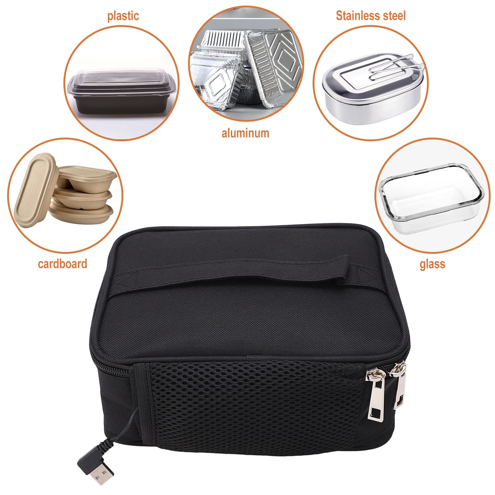 Scaldavivande Elettrico Portatile Scaldavivande USB, 5 V 9 W Scaldavivande, per Cucinare e Riscaldare i Pasti in Veicoli e Camion per Lavori su Strada