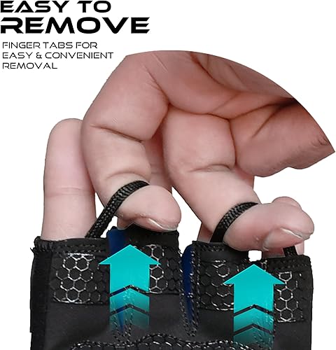 Miniatura 7 de BEAST RAGE Guantes de entrenamiento para hombres, guantes de gimnasio duraderos con agarre de palma para mujeres, medio dedo, elástico,