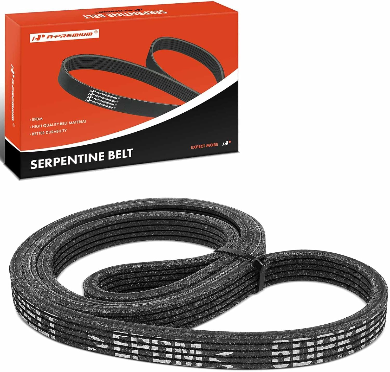 A-Premium 61.01 Inch Dual-Sided Serpentine Drive Belt Compatible with Volkswagen Jetta 2012-2014, Passat 2012-2014, Beetle 2006-2010 2012-2015 & Cadillac SRX 2004-2009, STS 2005-2010, Gas Only