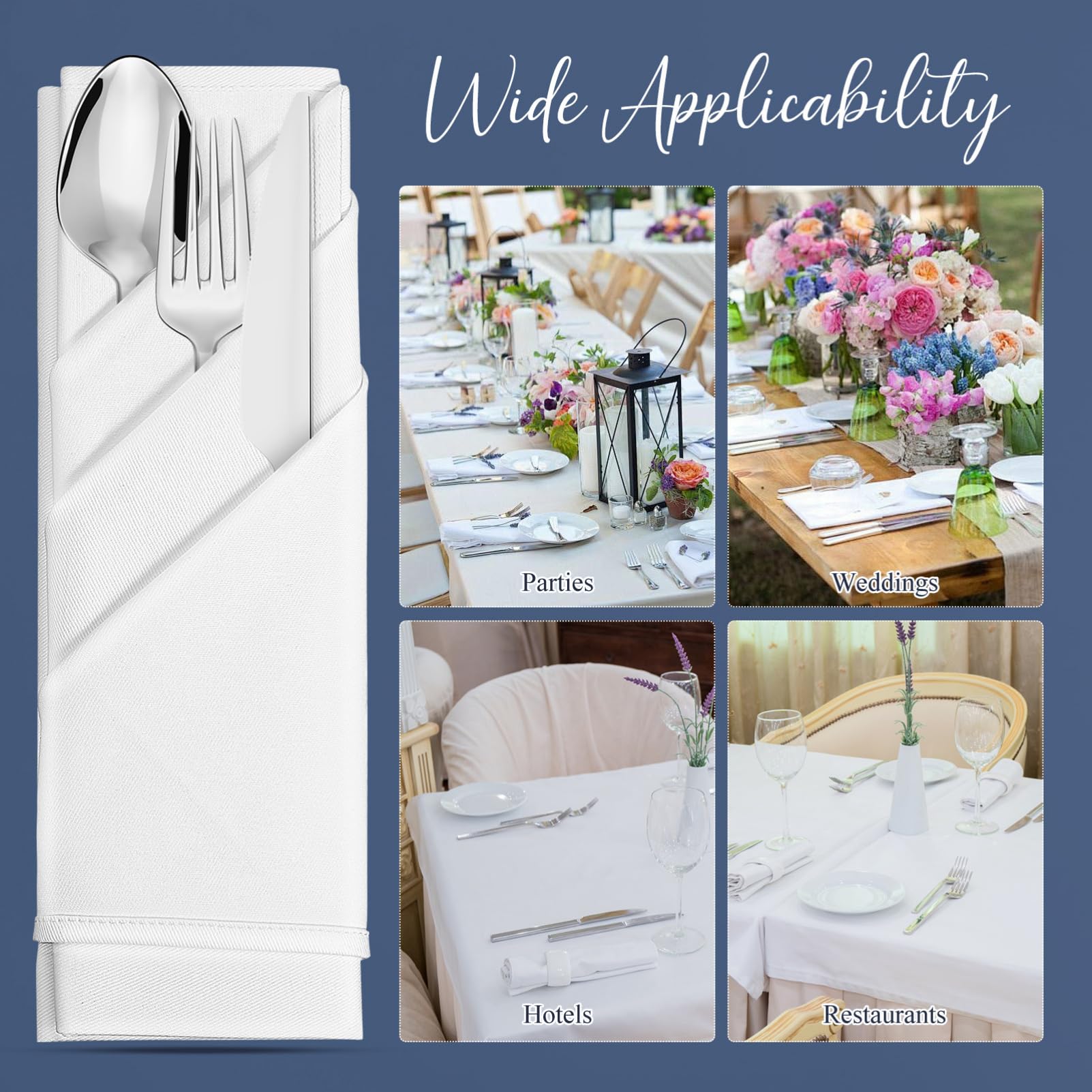 ibasenice 5pièces Serviettes De Table Coton Blanc De Serviettes Carrées pour Dîner Mariage Et Événements Absorbantes Et Élégantes pour Décoration De Table Raffinée